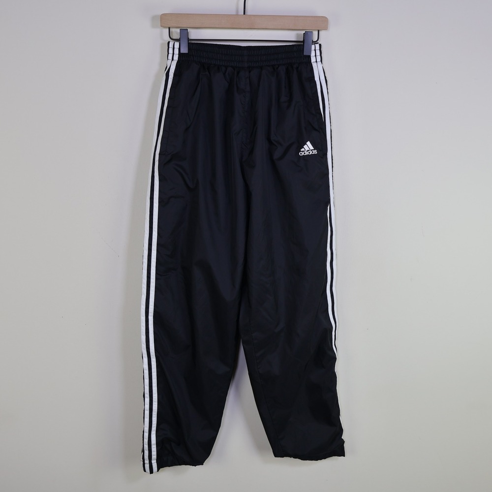 Vintage 2001 Adidas Team Snap Tear Away Track Pants Size M Sporty Black White